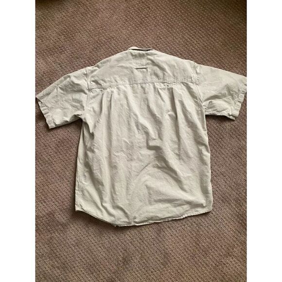 Orvis Buzz Off Beige 100% Cotton Short Sleeve Button Down Men's L - Picture 2 of 6